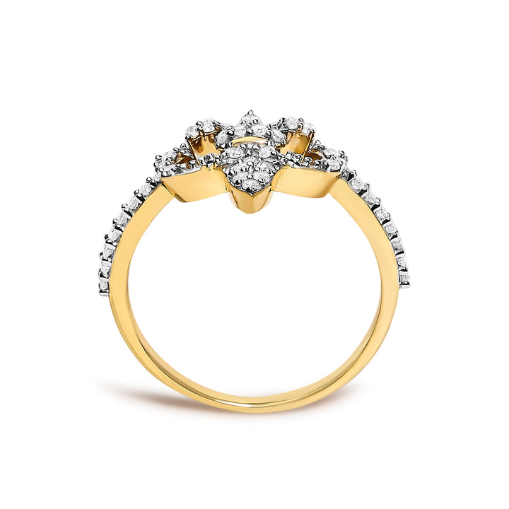 14K Yellow Gold Plated .925 Sterling Silver 1/4 Cttw Diamond Fleur-de-Lis Ring