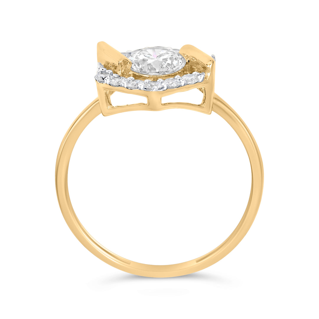 10K Yellow Gold Plated Silver 1.0 Cttw Lab Grown Diamond Hexagon Halo Ring