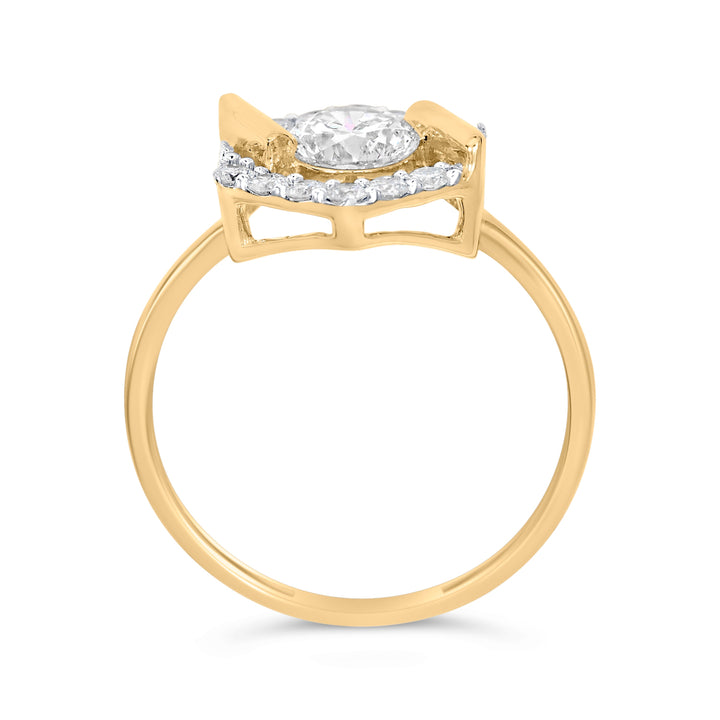 10K Yellow Gold Plated Silver 1.0 Cttw Lab Grown Diamond Hexagon Halo Ring