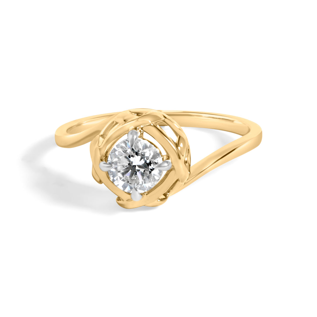 10K Yellow Gold Plated Sterling Silver 1/2 Cttw Lab Grown Diamond Woven Solitaire Ring