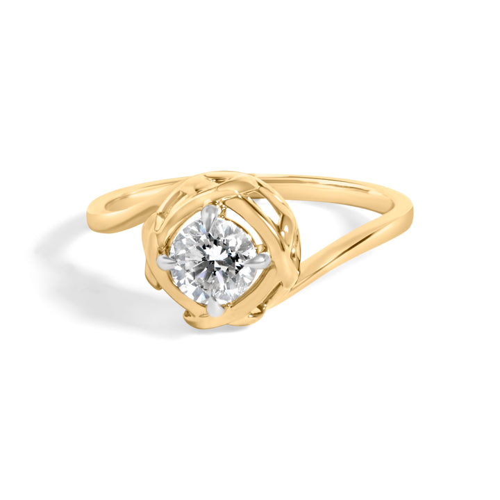 10K Yellow Gold Plated Sterling Silver 1/2 Cttw Lab Grown Diamond Woven Solitaire Ring