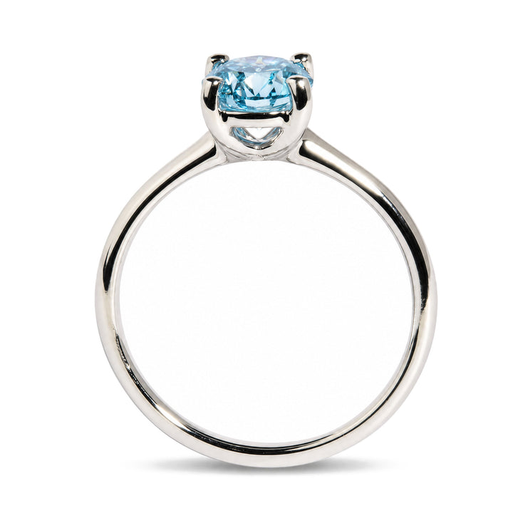 IGI Certified 14K White Gold 1.0 Cttw Round Lab-Grown Blue Fancy Vivid Diamond Solitaire Ring