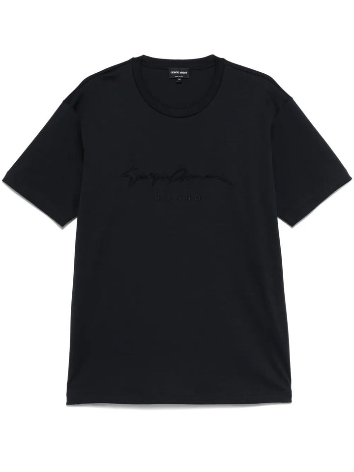 Giorgio Armani Men Pure Cotton Interlock Signature Logo T-Shirt