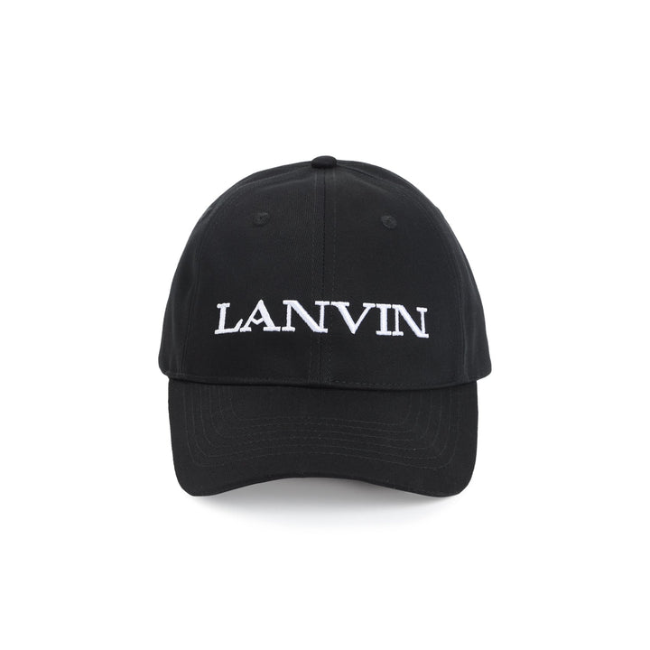 Black cap with 'LANVIN' logo on a white background