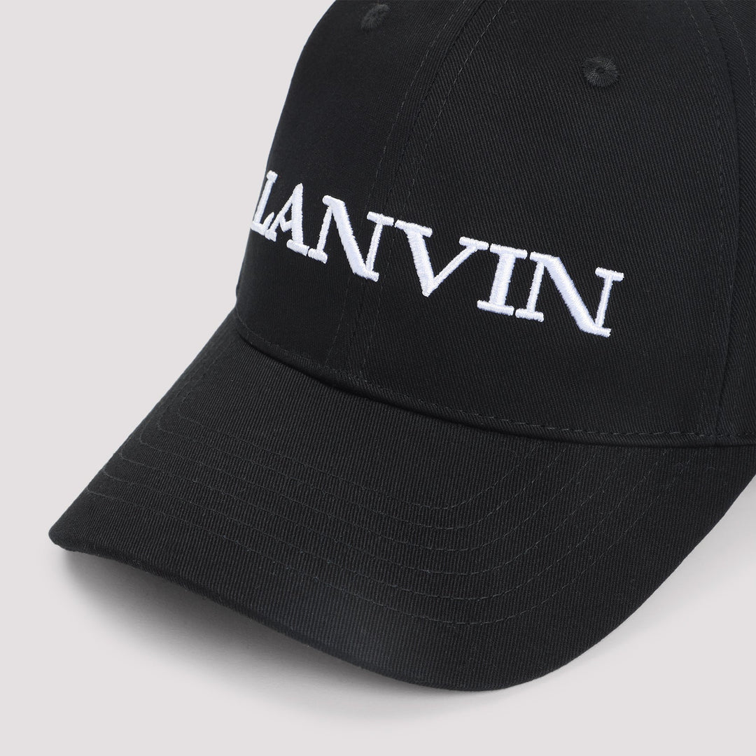 Black cap with 'LANVIN' logo on a light gray background