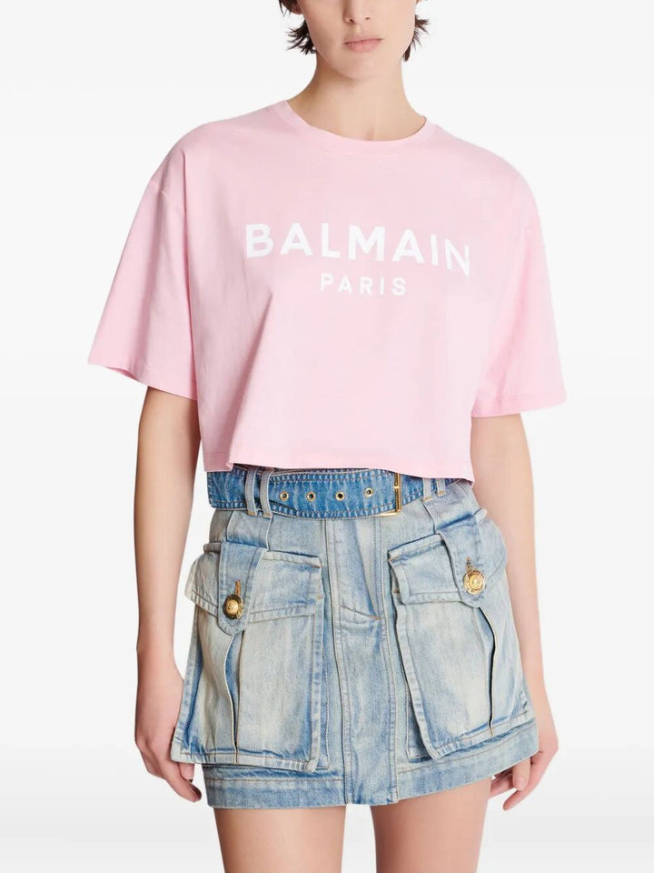 Balmain Women Balmain Printed Cropped T-Shirt