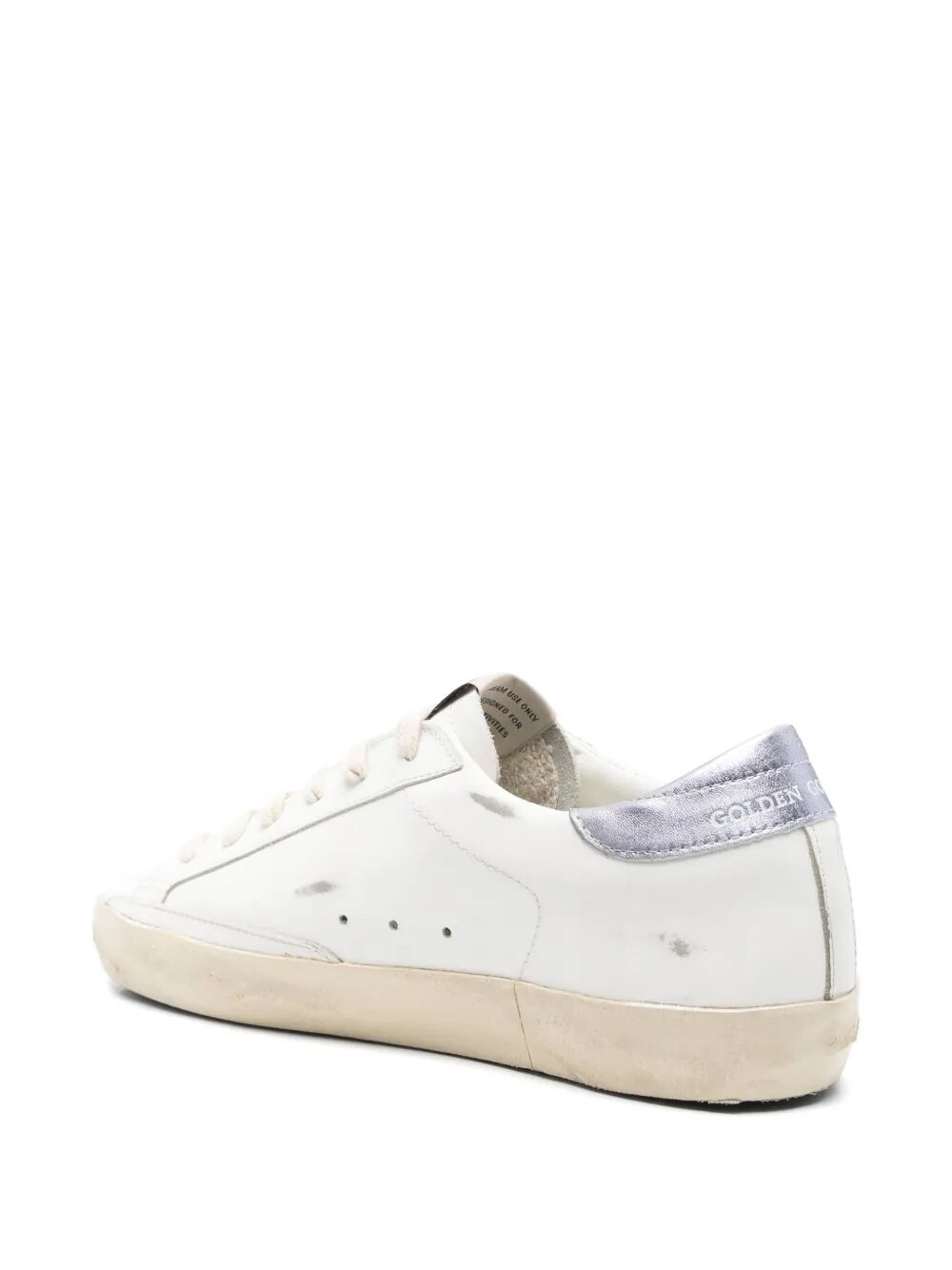 Golden Goose Women Super-Star Sneakers In Vintage Effect Leather With Glittered Star And Glycine Leather Heel Tab