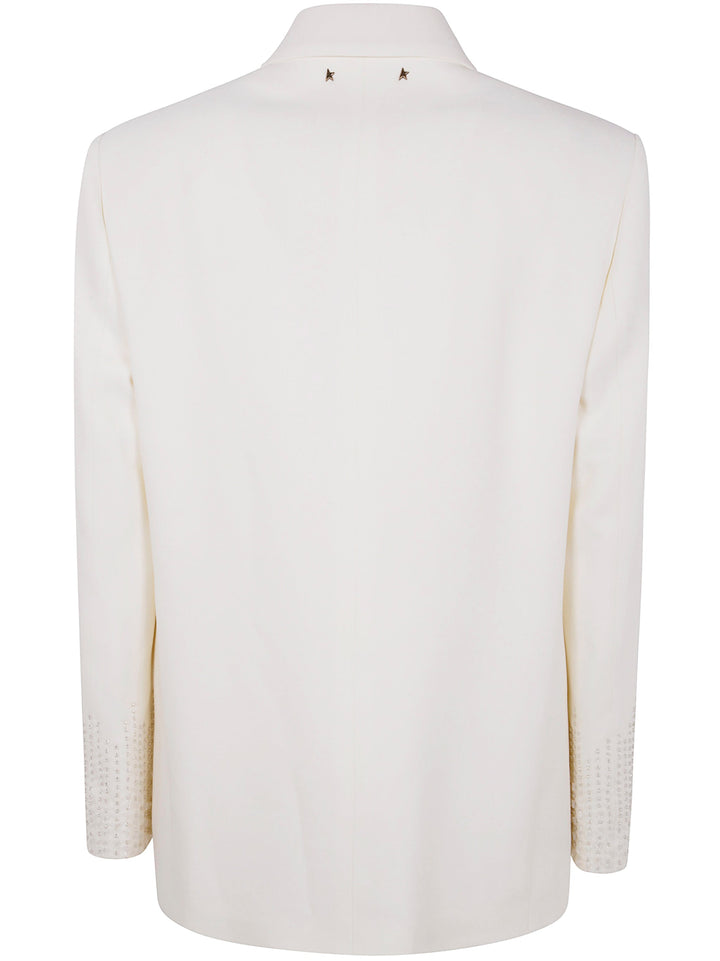 Golden Goose Women Journey W`S Single Breasted Over Jacket Viscose Wool Crepe W Satin Lapel & Beads Embroidery