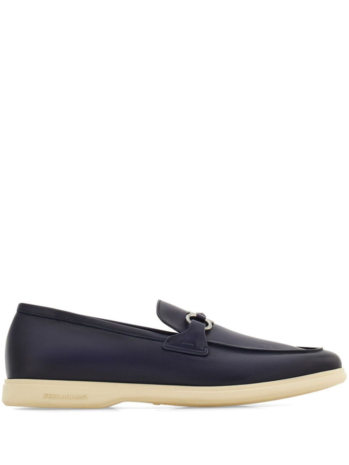 Ferragamo Men Cosimo Leather Casual Loafers With Gancini Buckle
