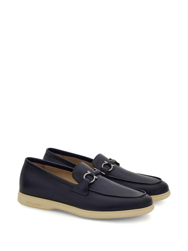 Ferragamo Men Cosimo Leather Casual Loafers With Gancini Buckle