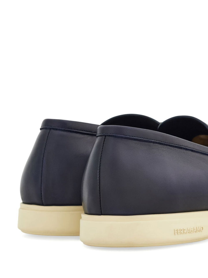 Ferragamo Men Cosimo Leather Casual Loafers With Gancini Buckle