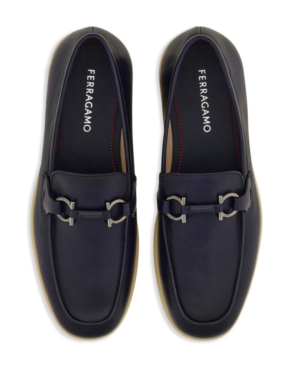 Ferragamo Men Cosimo Leather Casual Loafers With Gancini Buckle
