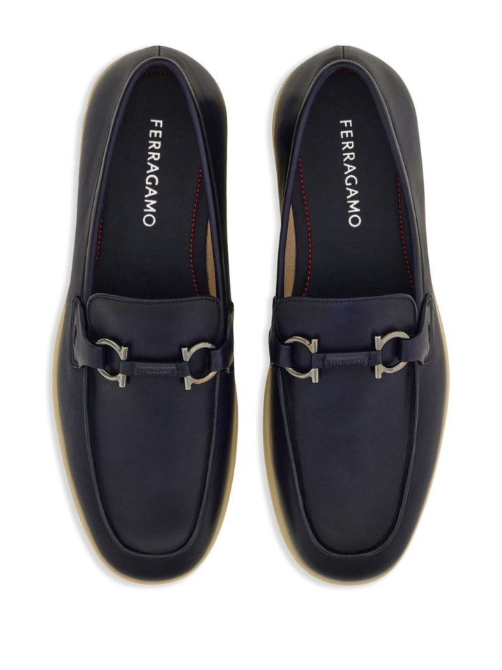 Ferragamo Men Cosimo Leather Casual Loafers With Gancini Buckle