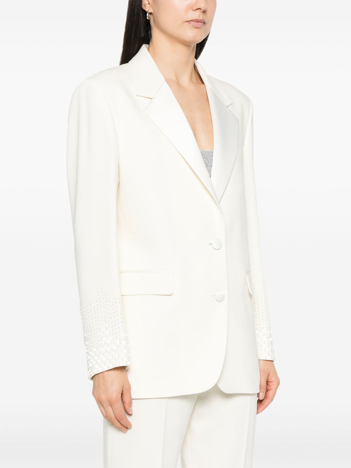 Golden Goose Women Journey W`S Single Breasted Over Jacket Viscose Wool Crepe W Satin Lapel & Beads Embroidery