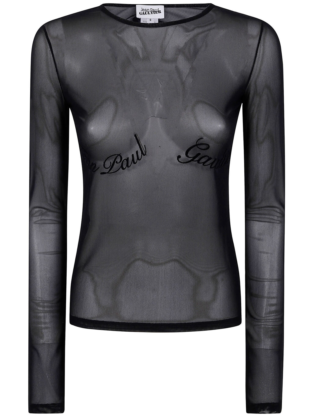 Jean Paul Gaultier Women Mesh Long Sleeves Top With Velvet Flock "Jean Paul Gaultier"