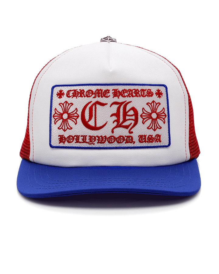 Chrome Hearts CH Hollywood USA Trucker Hat Red, White & Blue