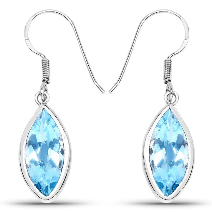 9.76 Carat Genuine Blue Topaz .925 Sterling Silver Earrings