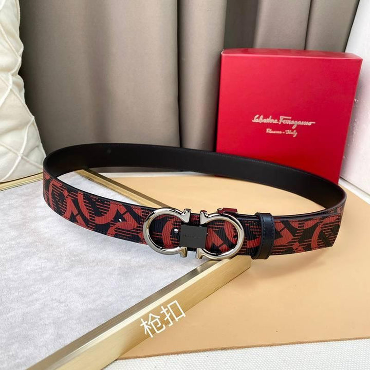 Salvatore Ferragamo Adjustable &amp; Reversible Logo All Over Men Belt &