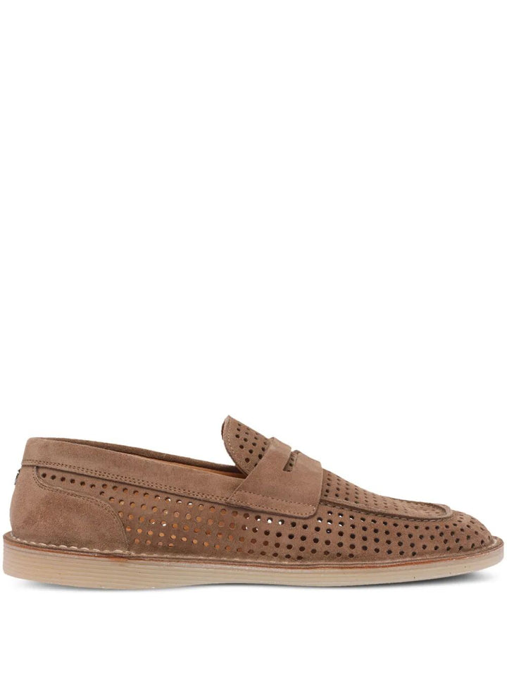 Dolce &amp; Gabbana Men New Florio Perforated Suede Loafers