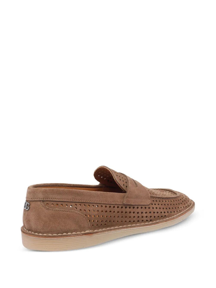 Dolce &amp; Gabbana Men New Florio Perforated Suede Loafers