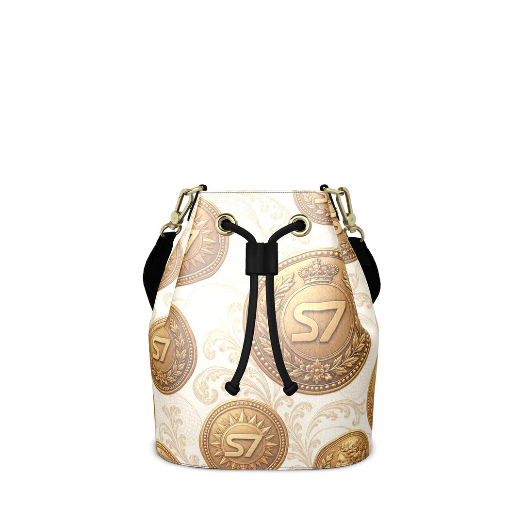 S7 Treasury | Ivory &amp; Gold Drawstring Bucket Bag