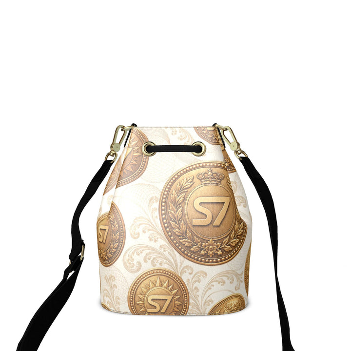 S7 Treasury | Ivory &amp; Gold Drawstring Bucket Bag
