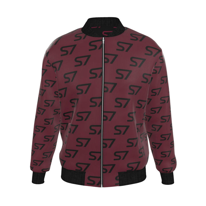 S7 Signature | Men’s Burgundy &amp; Black Reversible Monogram Jacket