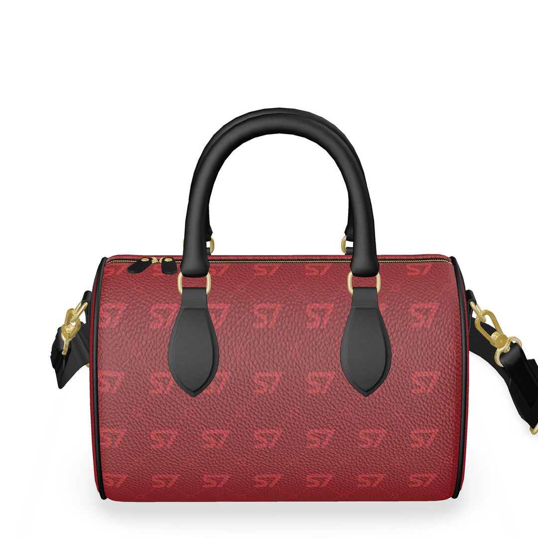 S7 Rosso Diamond Links red Nappa leather mini duffle with lighter-red monograms, black handles, and gold-tone hardware.