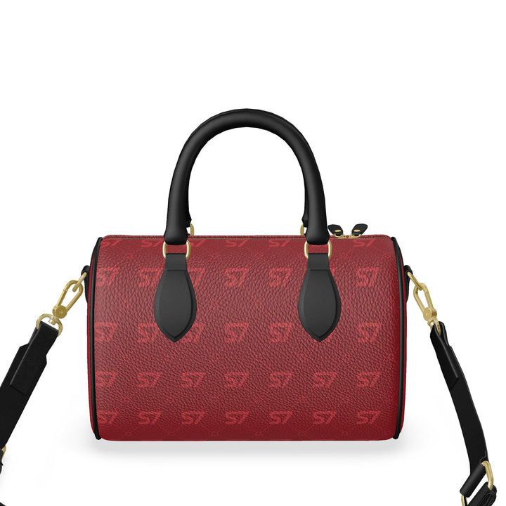 S7 Rosso Diamond Links red Nappa leather mini duffle with lighter-red monograms, black handles, and gold-tone hardware.