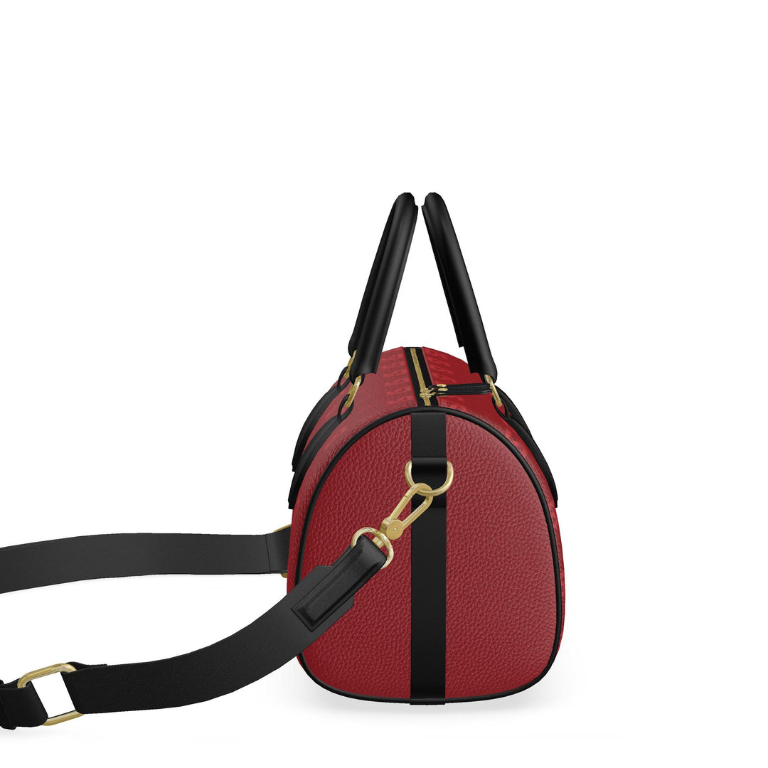 S7 Rosso Diamond Links red Nappa leather mini duffle with lighter-red monograms, black handles, and gold-tone hardware.
