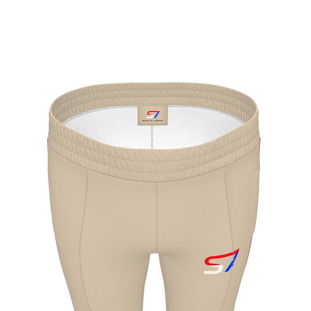 S7 Heritage Club | Men’s Beige &amp; Red Track Pants