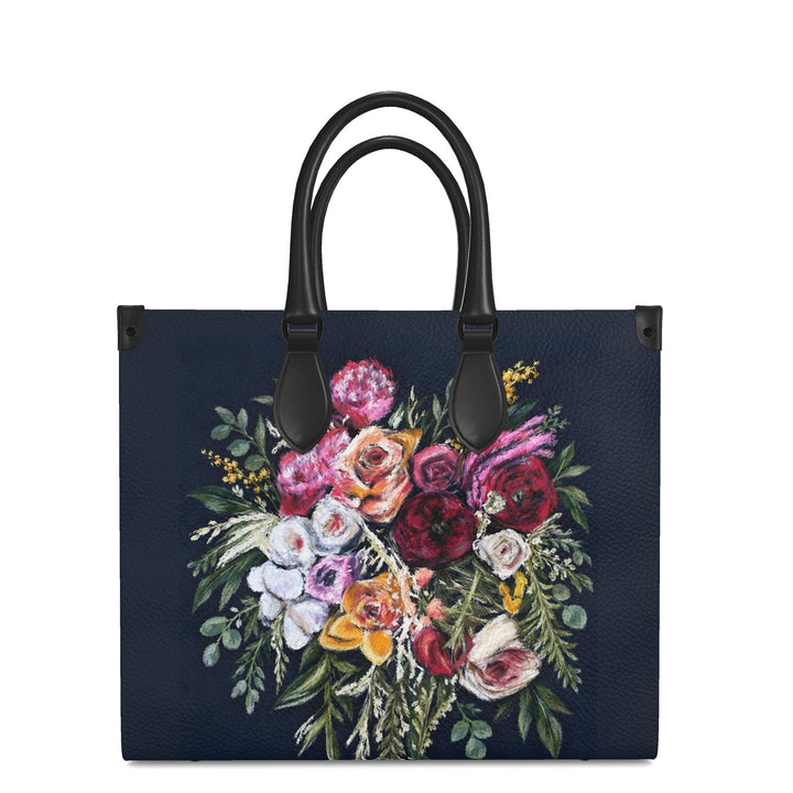 S7 ZOË Bouquet Leather Tote | Floral Art Bag