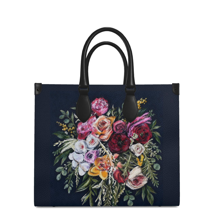 S7 ZOË Bouquet Leather Tote | Floral Art Bag