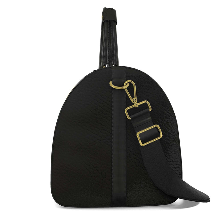 S7 Harlequin Royale leather duffle with yellow-gold S7 monograms, white floral diamond lattice, multicolor panels, black handles, and gold-tone hardware.