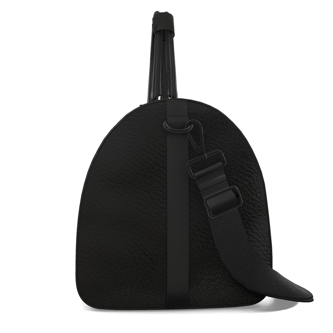 S7 Phantom leather duffle bag featuring near-black charcoal S7 monograms and a tight ornate diamond lattice over a deep-black background.