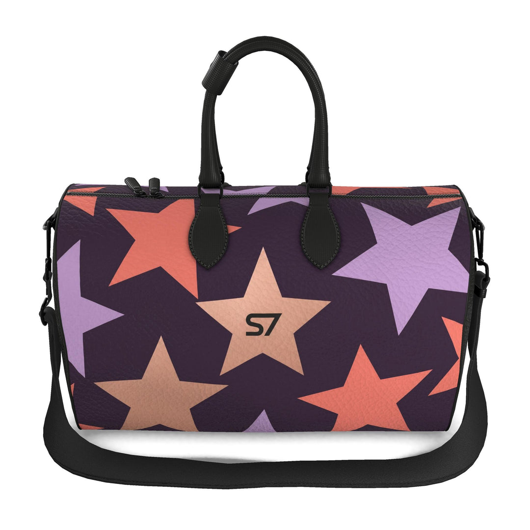 S7 Twilight Star purple duffle bag with lavender, coral, and rose-gold-tone stars