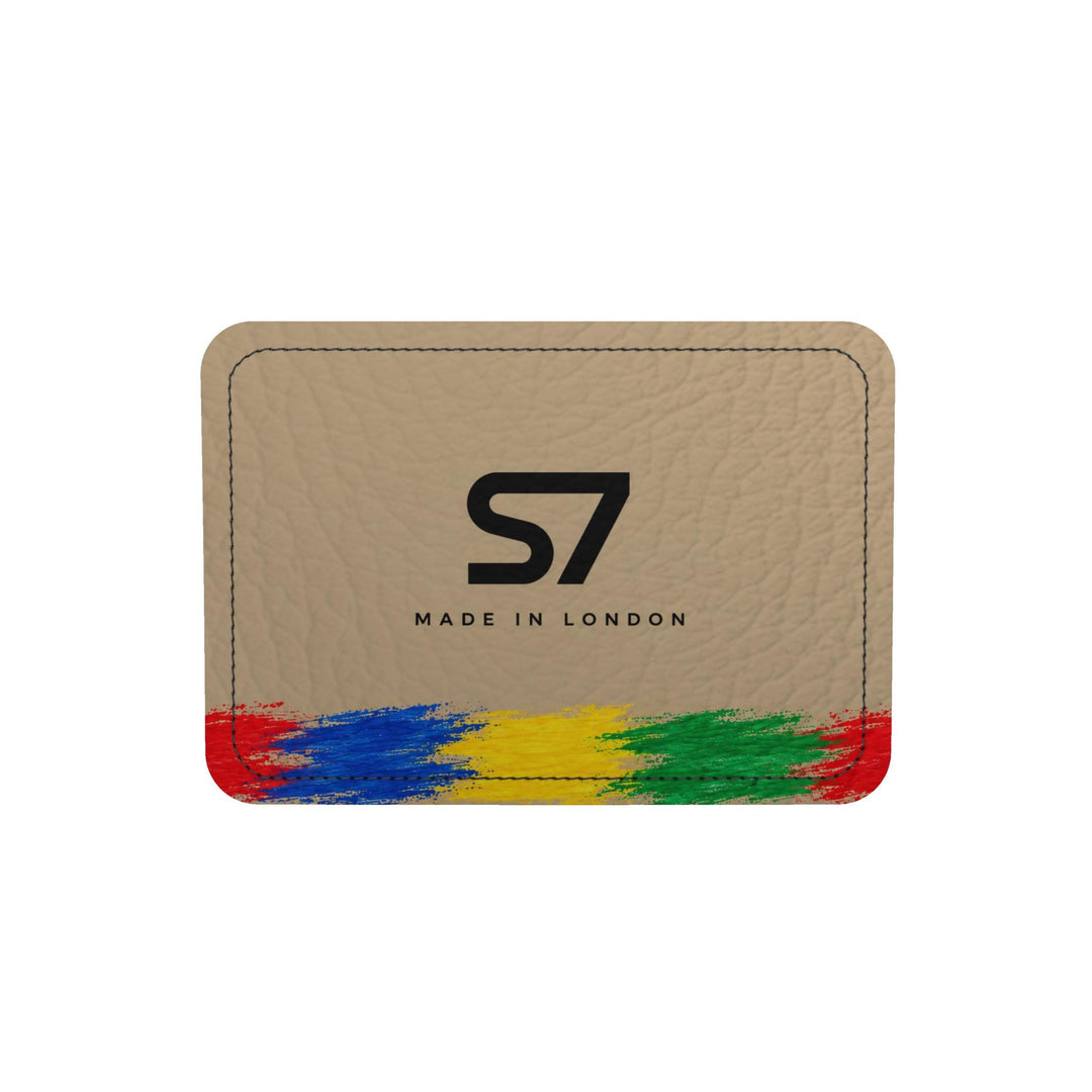 Beige S7 Color Study duffle bag with red, blue, yellow, and green brushstrokes, a centered black S7 monogram, and graphite hardware.