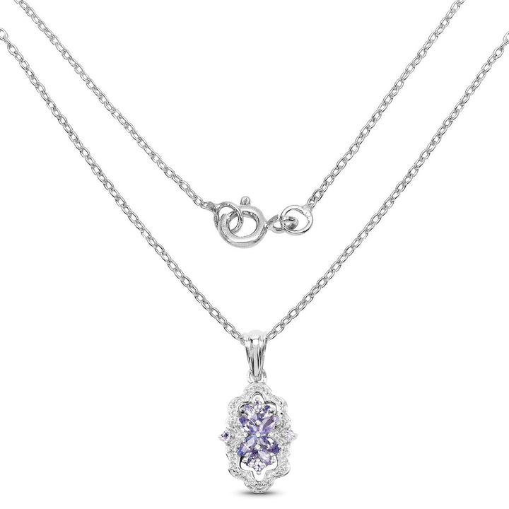1.03 Carat Genuine Tanzanite &amp; White Topaz .925 Sterling Silver Pendant