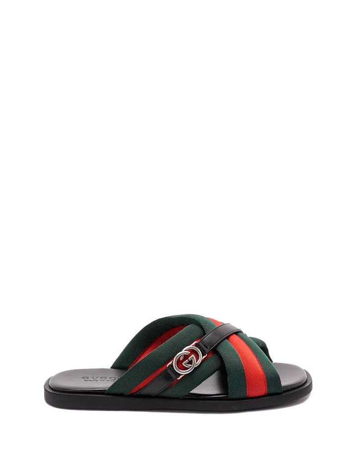Gucci Men Criss-Cross Sandals With `Web`