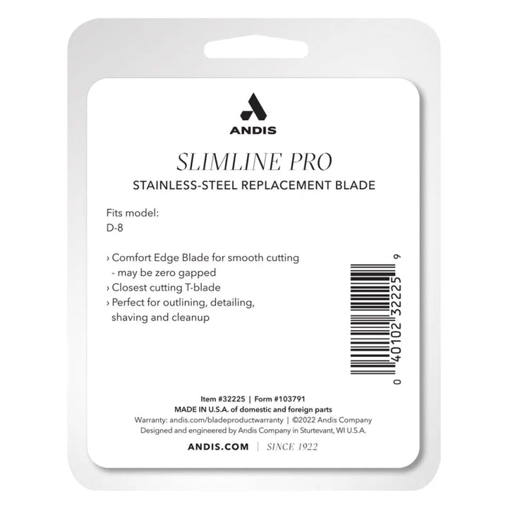 Andis 32225 Slimline Pro Li D8 Trimmer Stainless Steel T-Blade Replacement - Andis D8 T-Blade Replacement