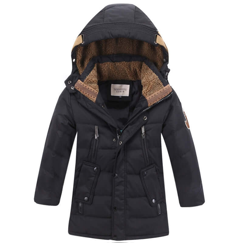 -30 Degree Children's Winter Jackets Duck Down Padded Children Clothing Big Boys Warm Winter Down Coat Thickening Outerwear in black