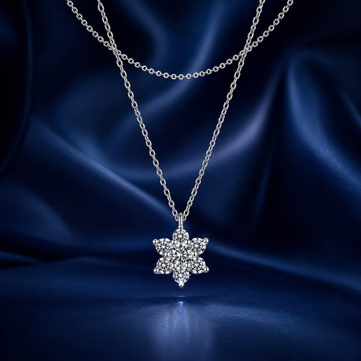 925 Sterling Silver 0.06 Carat &amp; 0.20 Carat Moissanite Necklace with White Gold Plating for Women