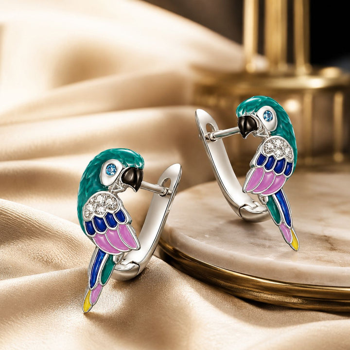925 Sterling Silver Enamel Crafted Earrings for Women - 16x9mm