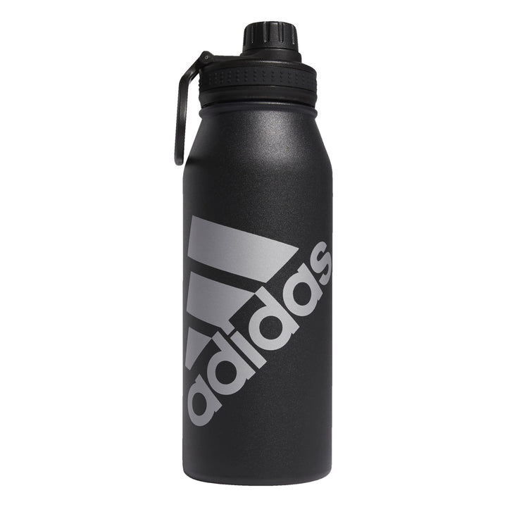 adidas Unisex 1 Liter (32 oz) Metal Water Bottle Black/Silver Metallic One Size
