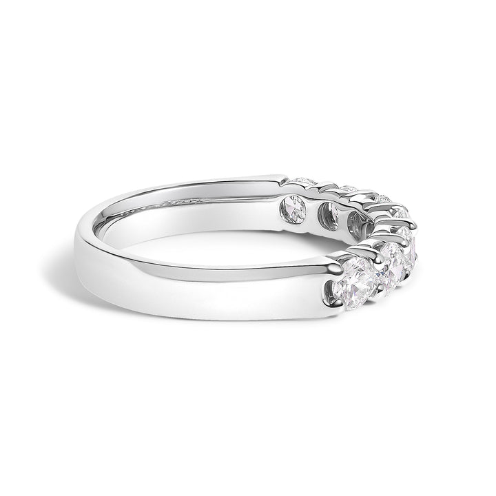 14K White Gold 1.0 Cttw Diamond 7 Stone Band Ring