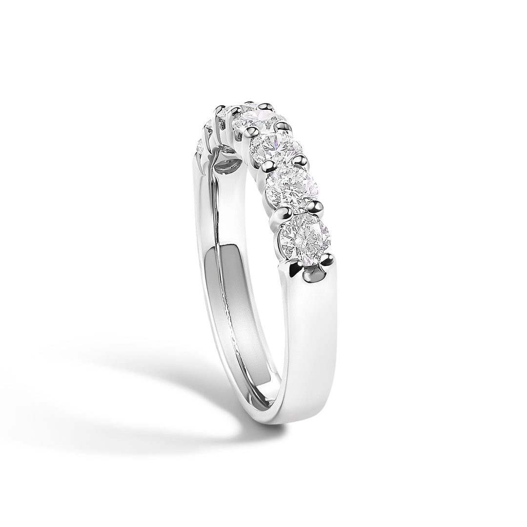 14K White Gold 1.0 Cttw Diamond 7 Stone Band Ring