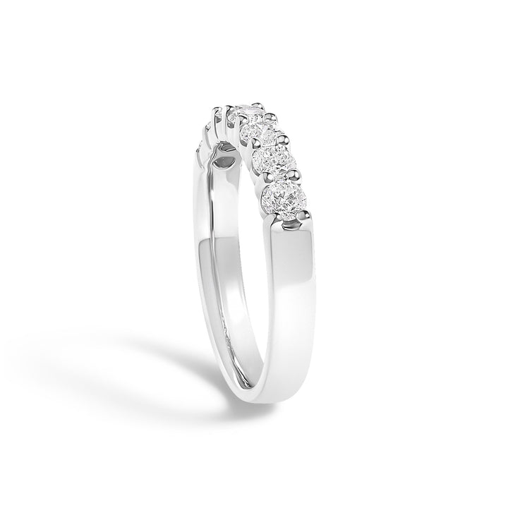 14K White Gold 3/4 Cttw Diamond 7 Stone Band Ring