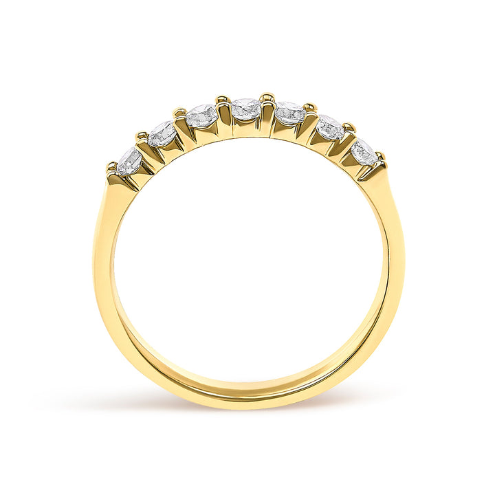 14K Yellow Gold 1/2 Cttw Diamond 7 Stone Band Ring