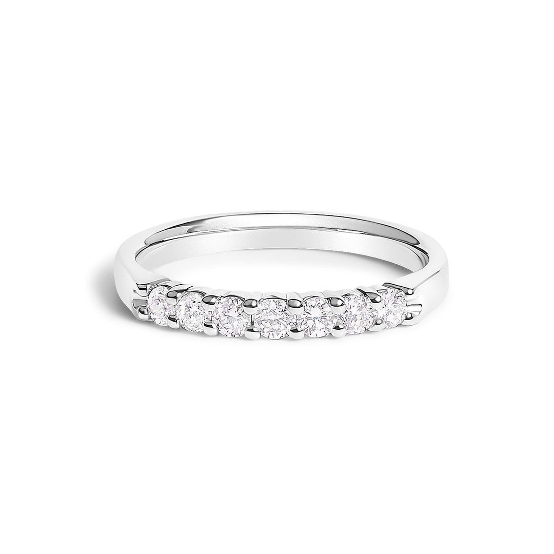 14K White Gold 1/3 Cttw Diamond 7 Stone Band Ring