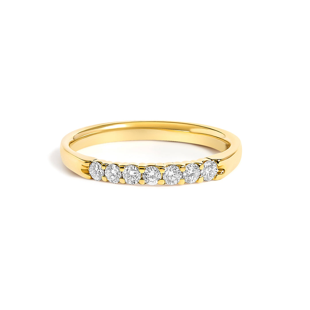14K White Gold 1/4 Cttw Diamond 7 Stone Band Ring